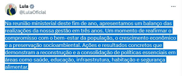 Lula no X - Balanço