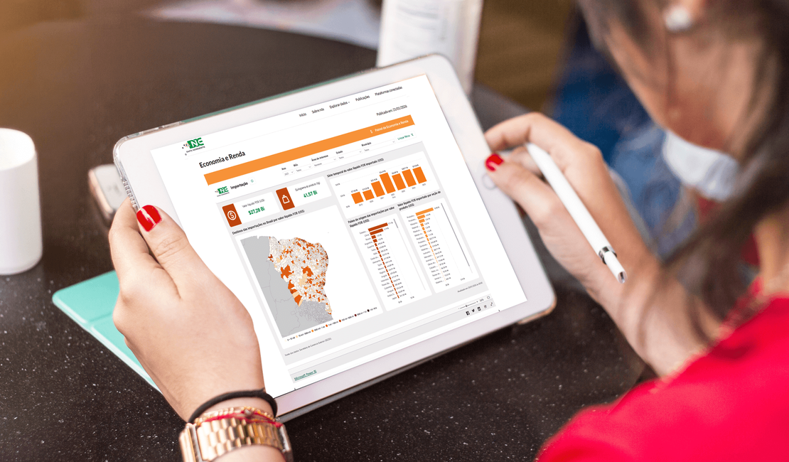 Painel de importações do Data Nordeste permite identificar principais parceiros comerciais e valor de importações por município. Arte: Agnelo Câmara (Ascom/Sudene)